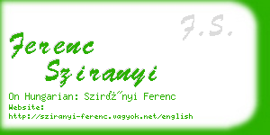 ferenc sziranyi business card